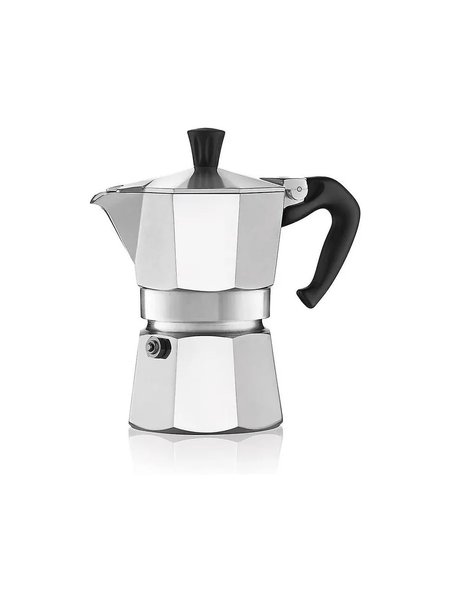 MOKA EXPRESS 3 CUP 200ML-SILVER-RED-BLACK MATERIAL- FOOD GRADE ALUMINUM ALLOY