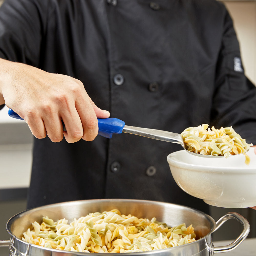 Vollrath Jacob's Pride 14" Heavy-Duty Solid Basting Spoon with Blue Ergo Grip Handle