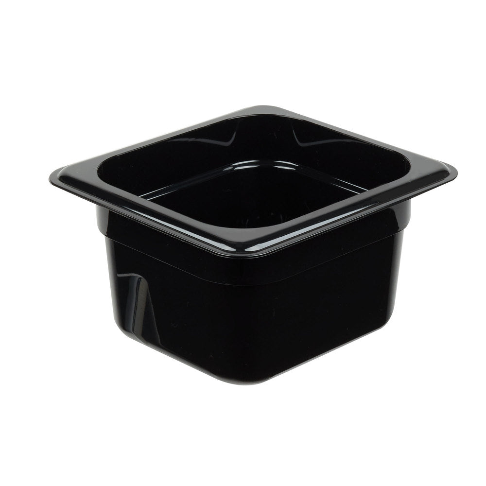 Cambro Camwear 1/6 Size Black Polycarbonate Food Pan - 4" Deep