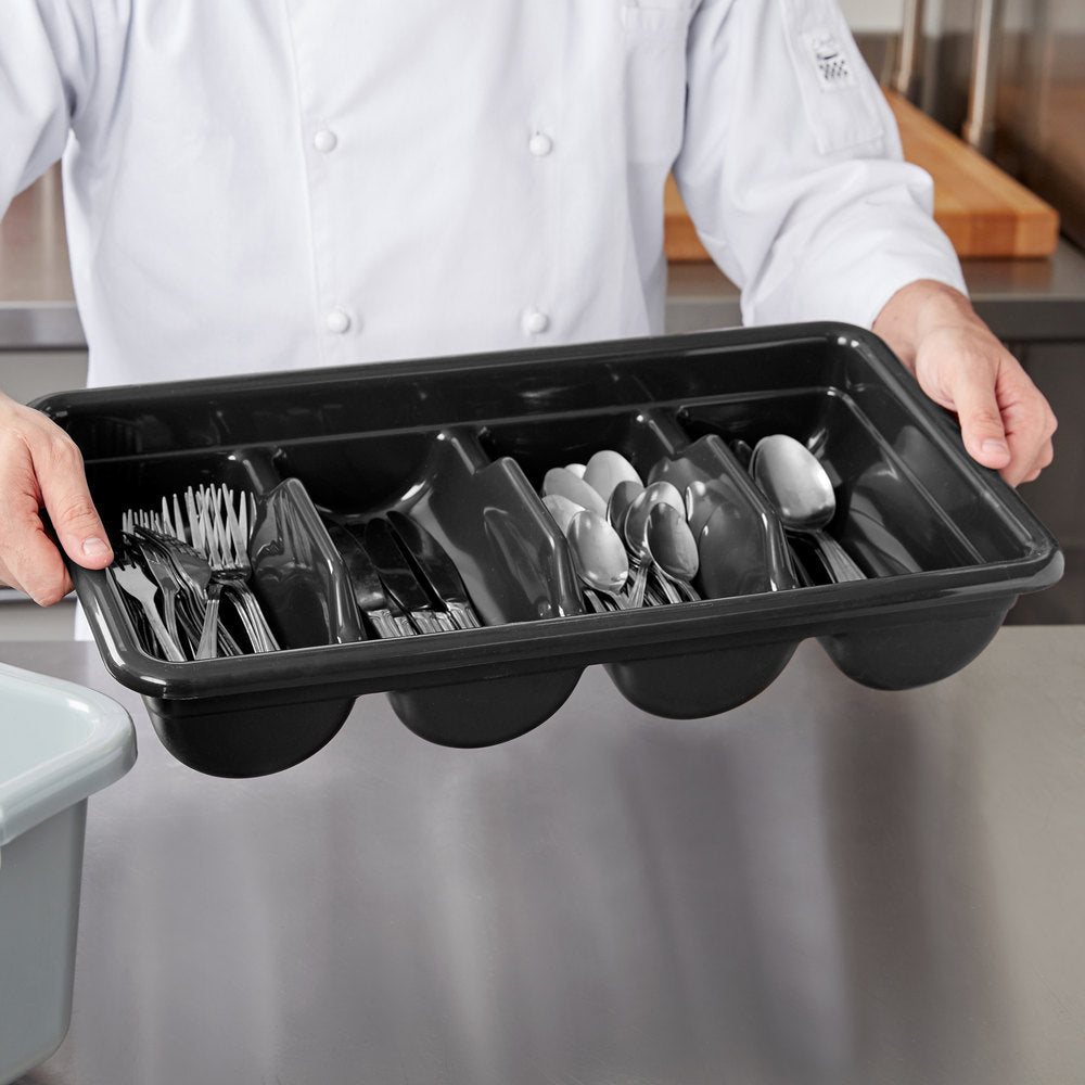 Cambro Poly Cambox Black 4-Compartment Polyethylene Cutlery Box