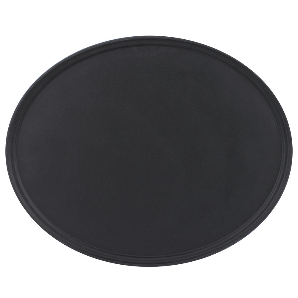 Cambro Camtread® 29" x 24" Black Non-Skid Oval Serving Tray - 6/Case