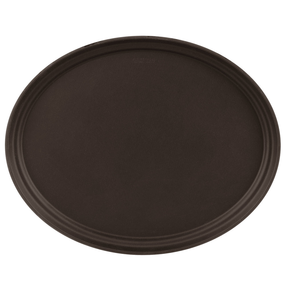 Cambro Camtread® 19" x 23" Tavern Tan Non-Skid Oval Serving Tray - 6/Case