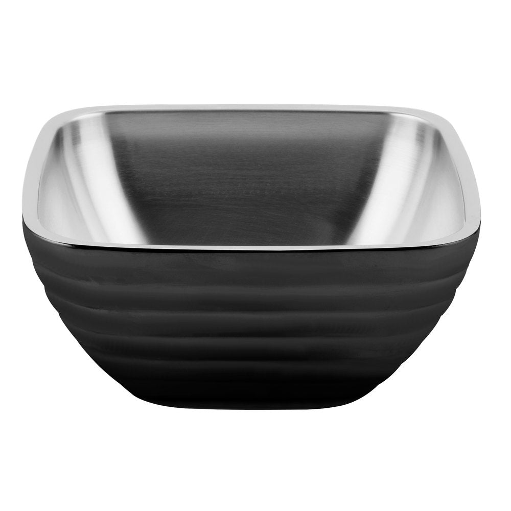 Vollrath 24 oz. Stainless Steel Double Wall Black Square Beehive Serving Bowl