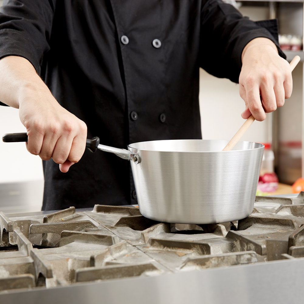 Vollrath Wear-Ever 3.75 Qt. Tapered Aluminum Sauce Pan with TriVent Black Silicone Handle