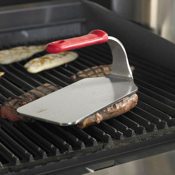 Vollrath 2.5 lb. Flat-Bottom Steak Weight with Red Silicone Handle - 9" x 4 3/4"