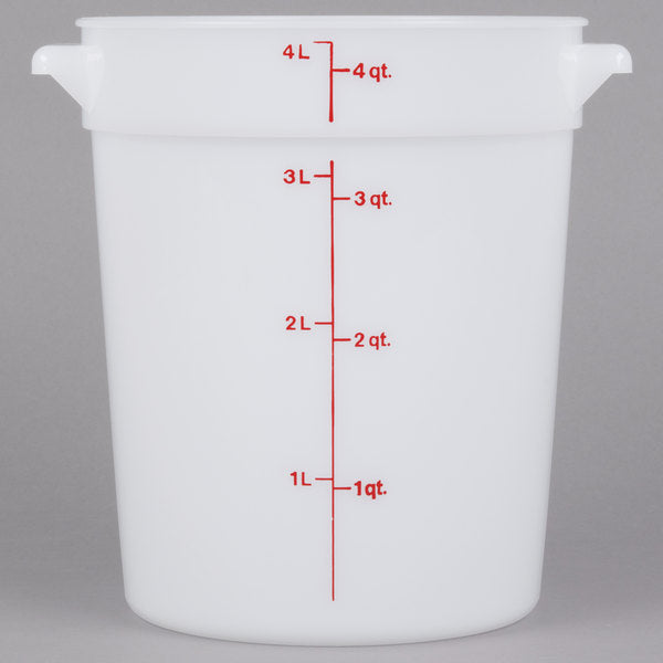 Cambro 4 Qt. White Round Polyethylene Food Storage Container