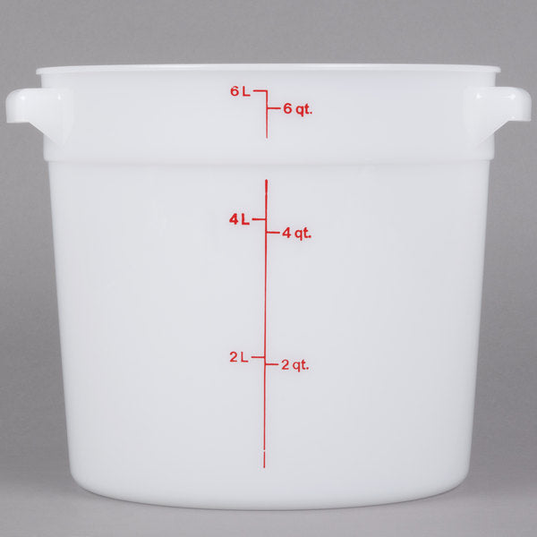 Cambro 6 Qt. White Round Polyethylene Food Storage Containe
