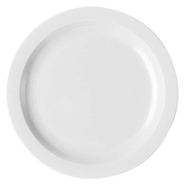Cambro Camwear White 10" Polycarbonate Narrow Rim Plate
