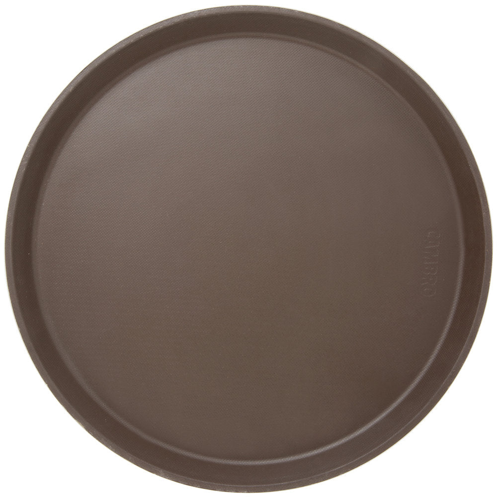 Cambro Camtread® 14" Round Tavern Tan Non-Skid Serving Tray - 12/Case