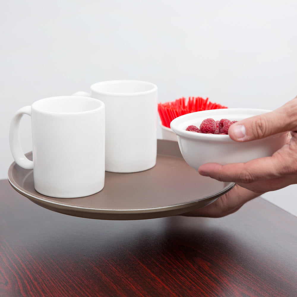 Cambro Camtread® 11" Round Tavern Tan Non-Skid Serving Tray - 12/Case