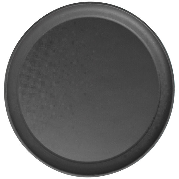 Cambro Camtread® 16" Round Black Satin Non-Skid Serving Tray Low Profile - 12/Case