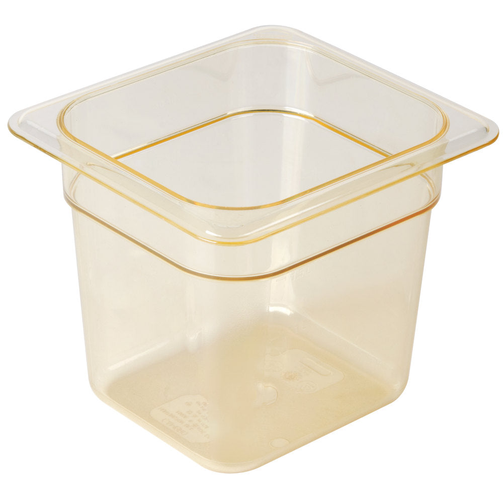 Cambro H-Pan™ 1/6 Size Amber High Heat Plastic Food Pan - 6" Deep