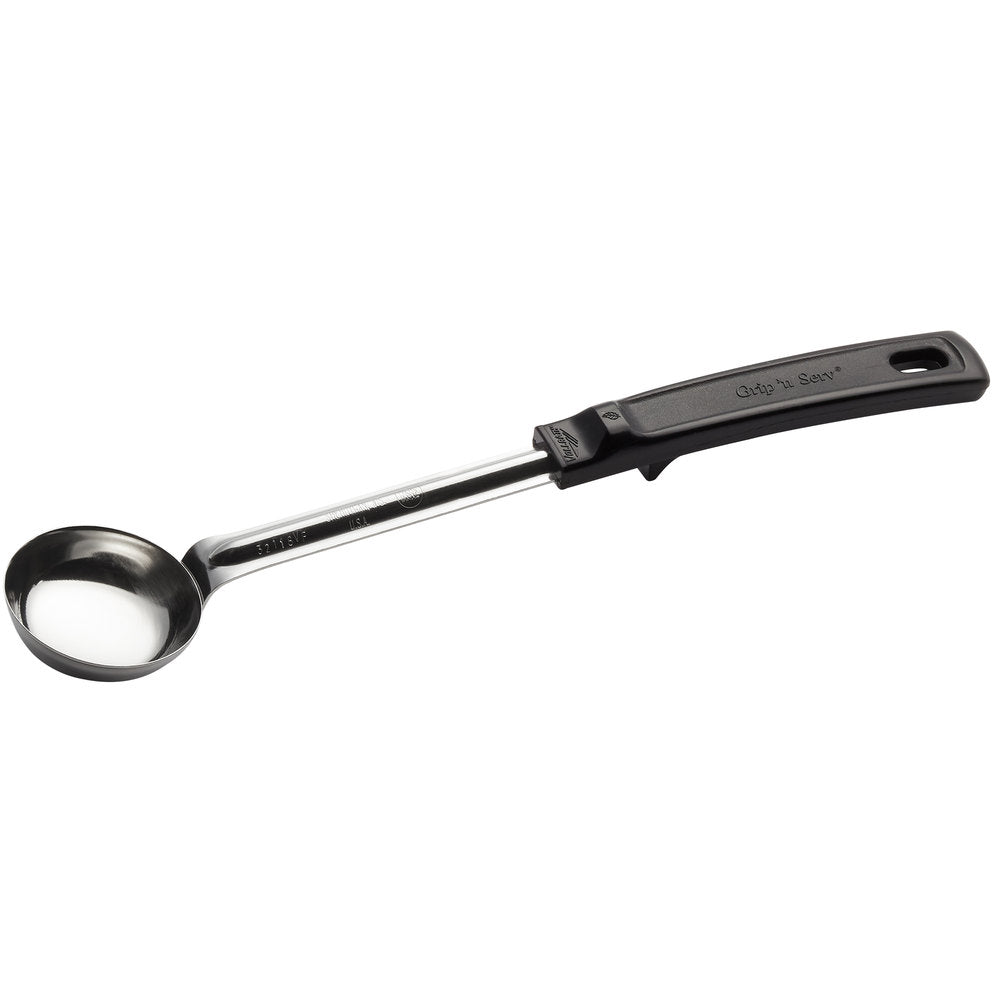 Vollrath 1 oz. Black Solid Round Stainless Steel Spoodle® Portion Spoon with Grip 'N Serve® Handle