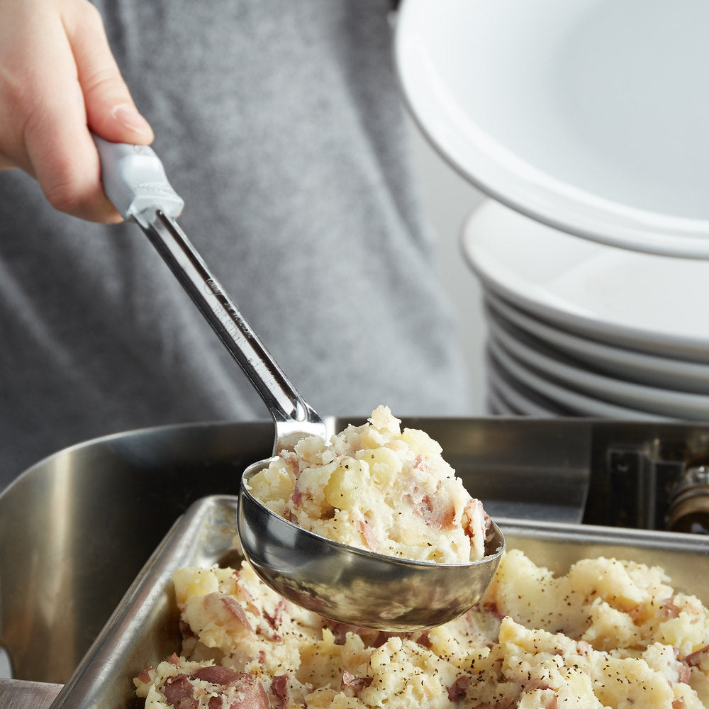 Vollrath  4 oz. Gray Solid Round Stainless Steel Spoodle® Portion Spoon with Grip 'N Serve® Handle