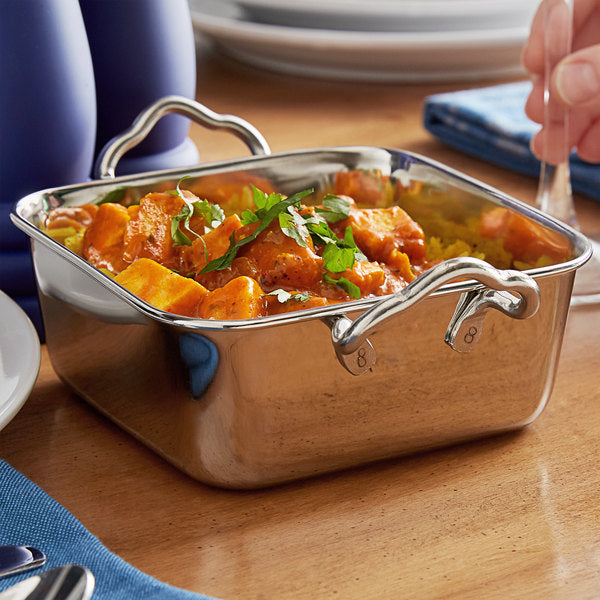 Stainless Steel Mini Roasting Pan Serving Dish with 2 Handle - Winco