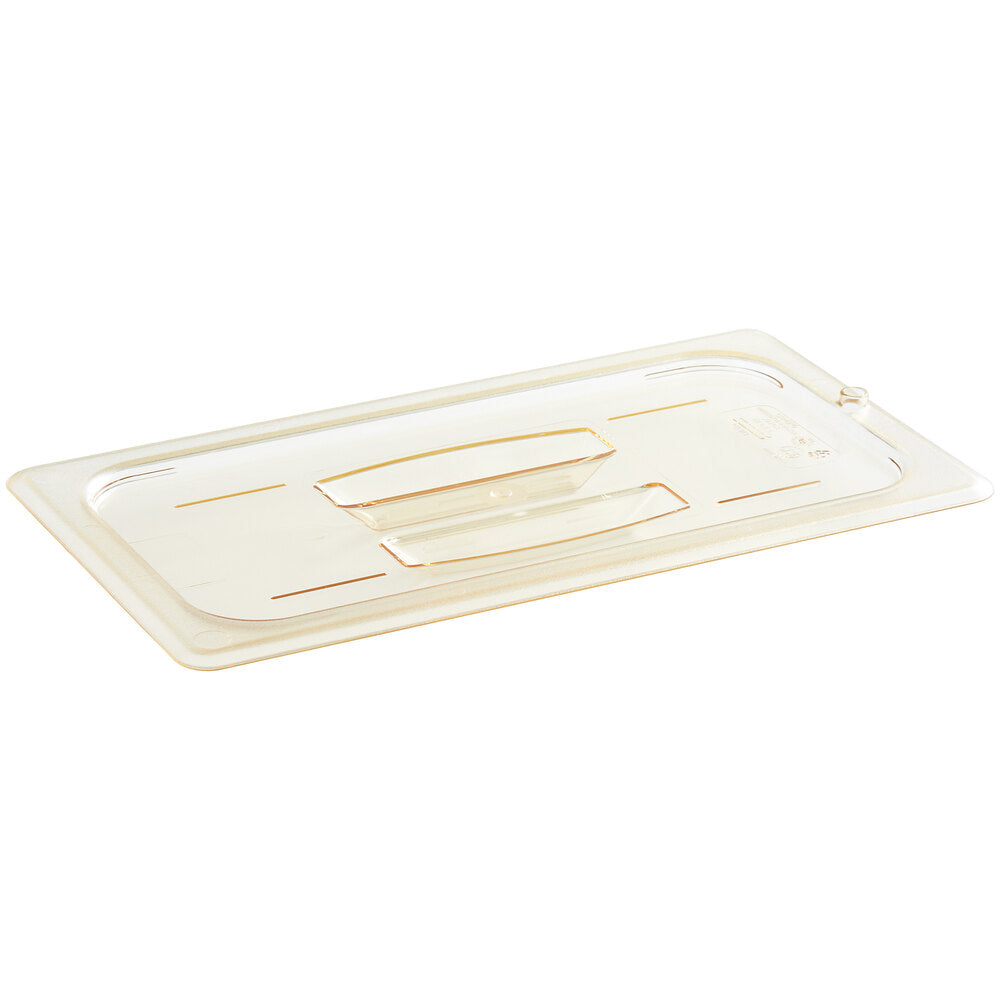 Cambro 3 H-Pan™ 1/3 Size Amber High Heat Handled Flat Lid
