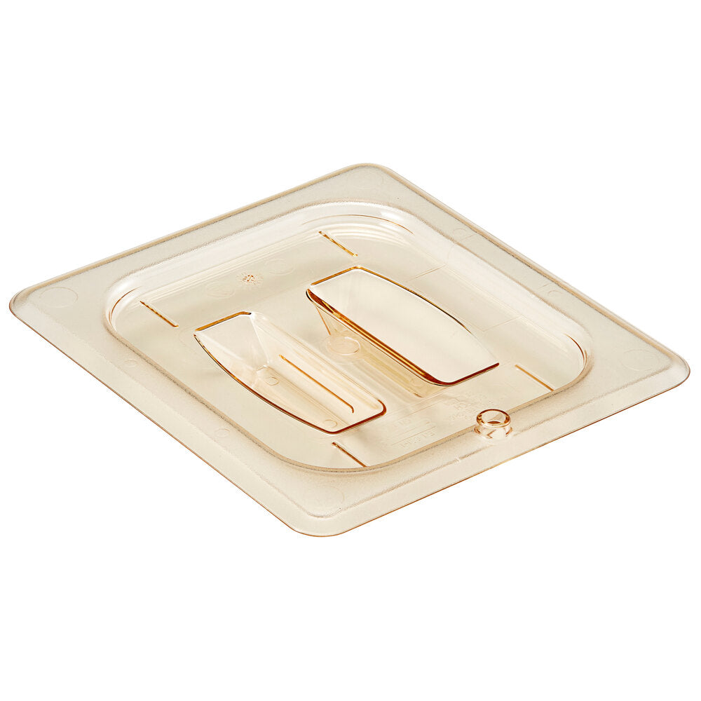 Cambro H-Pan™ 1/6 Size Amber High Heat Handled Lid