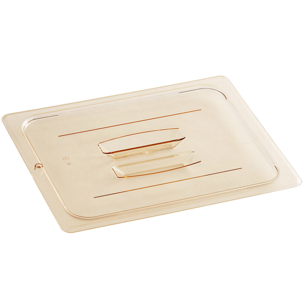 Cambro H-Pan™ 1/2 Size Amber High Heat Handled Flat Lid