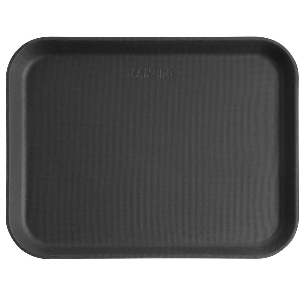 Cambro Camtread® 10" x 14" Black Satin Non-Skid Serving Tray - 12/Case