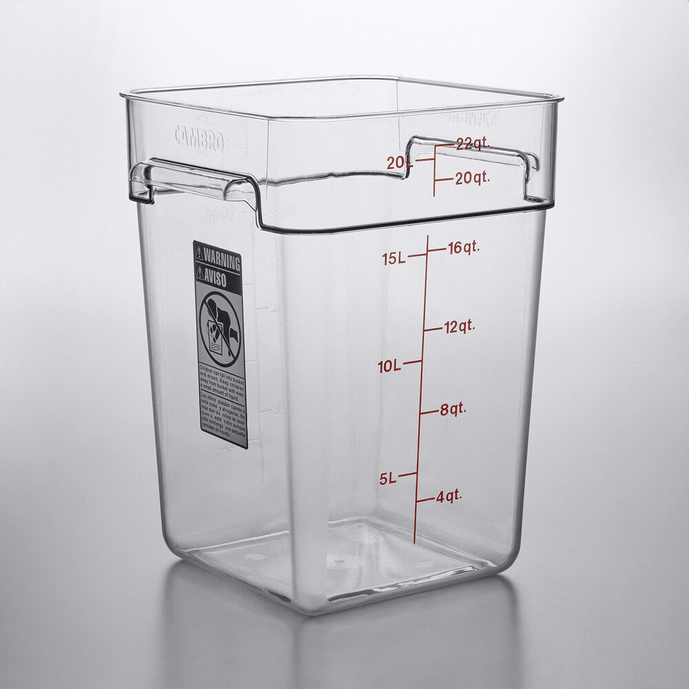 Cambro 22 Qt. Clear Square Polycarbonate Cannabis Storage Container