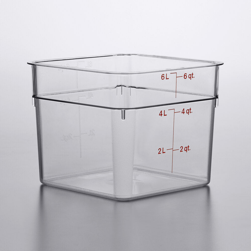 Cambro 6SFSCW135 6 Qt. Clear Square Polycarbonate Cannabis Storage Container