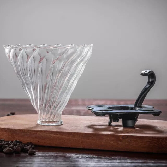Coffee 4 Cups Dripping Funnel Glass with Black Plastic Handle - Brewing Edge