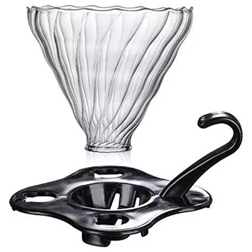 Coffee 4 Cups Dripping Funnel Glass with Plastic Handle - Brewing edge