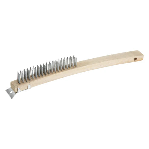 Scratch Brush with Wire Bristles and Scraper
