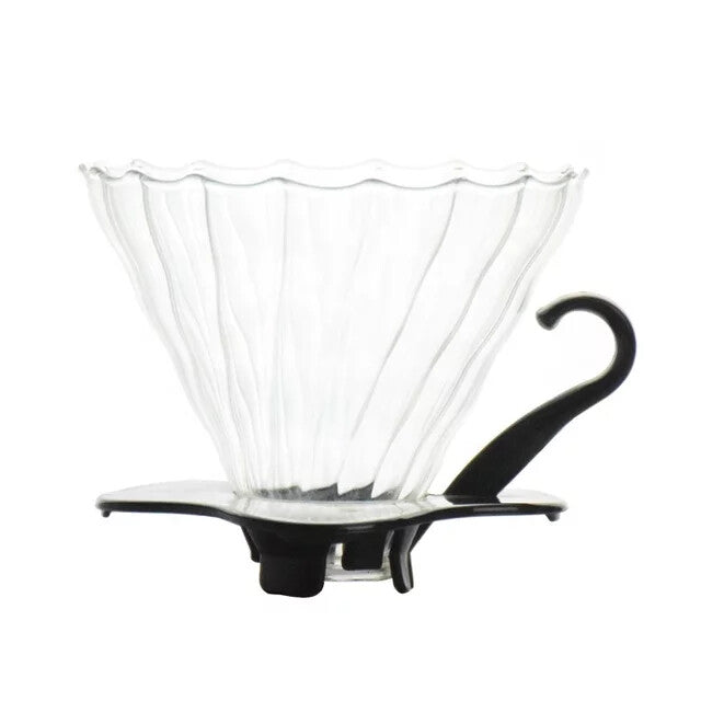 Coffee 4 Cups Dripping Funnel Glass with Plastic Handle - Brewing edge