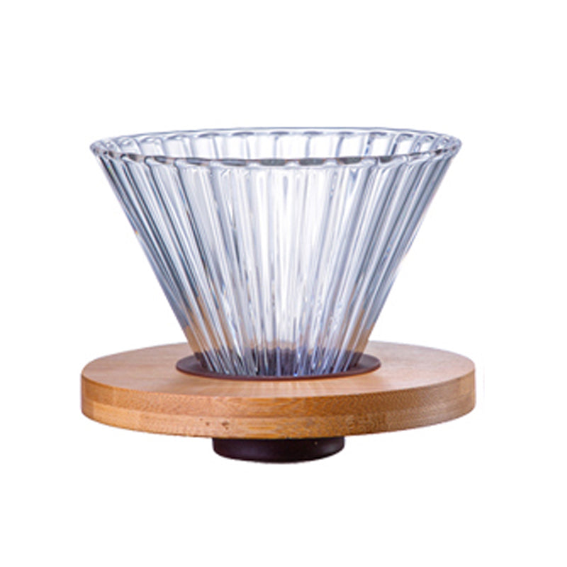 Coffee Dripping Funnel Curved Glass with Wood Ring - Brewing Edge