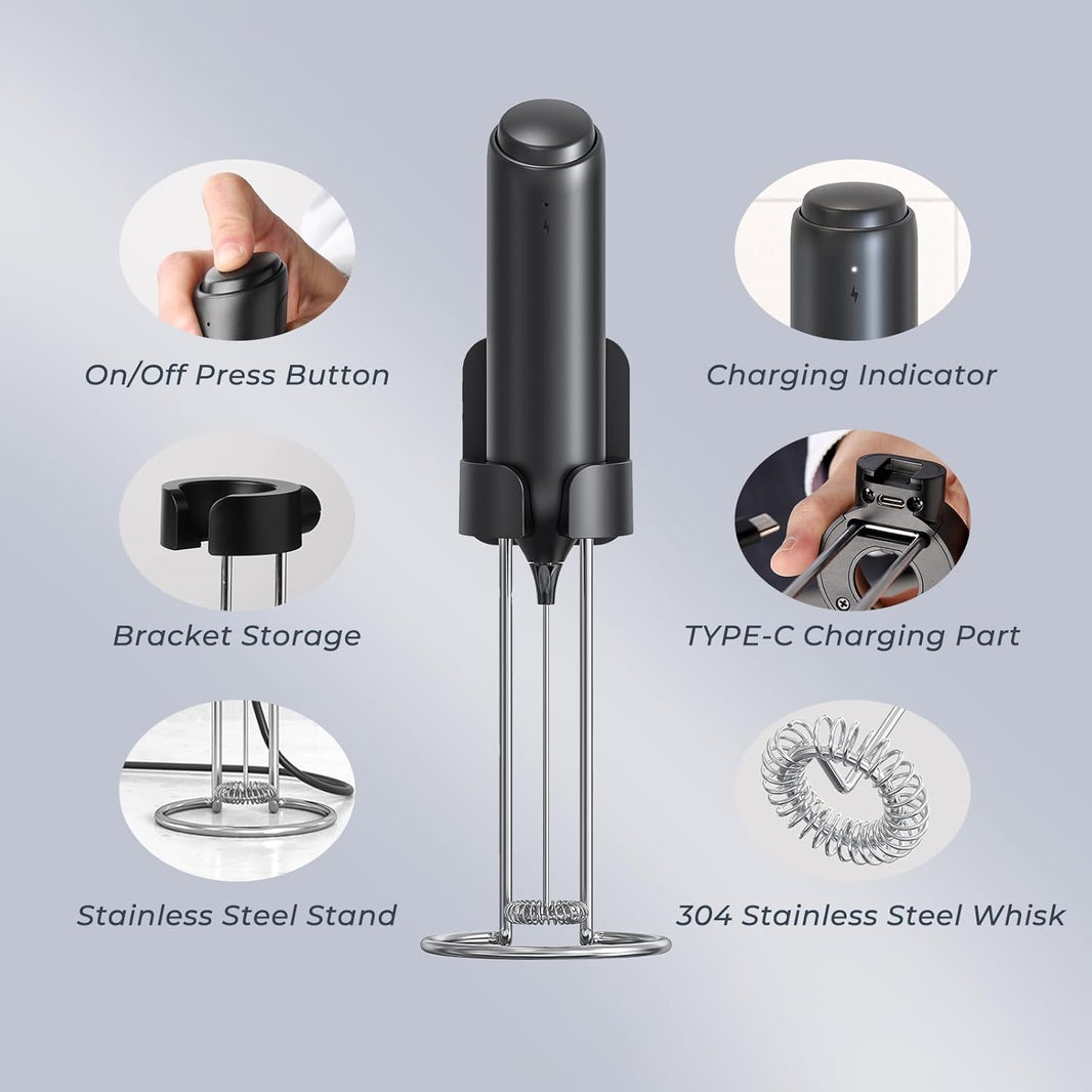 Electric Milk Frother with Charging Stand Wall Hanging Storage