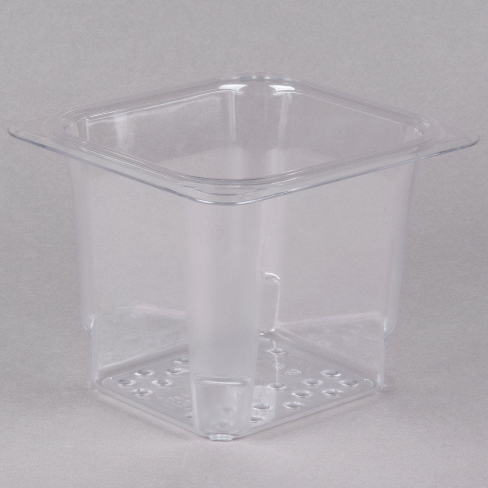 Cambro Camwear 1/6 Size Clear Polycarbonate Colander Pan - 5" Deep