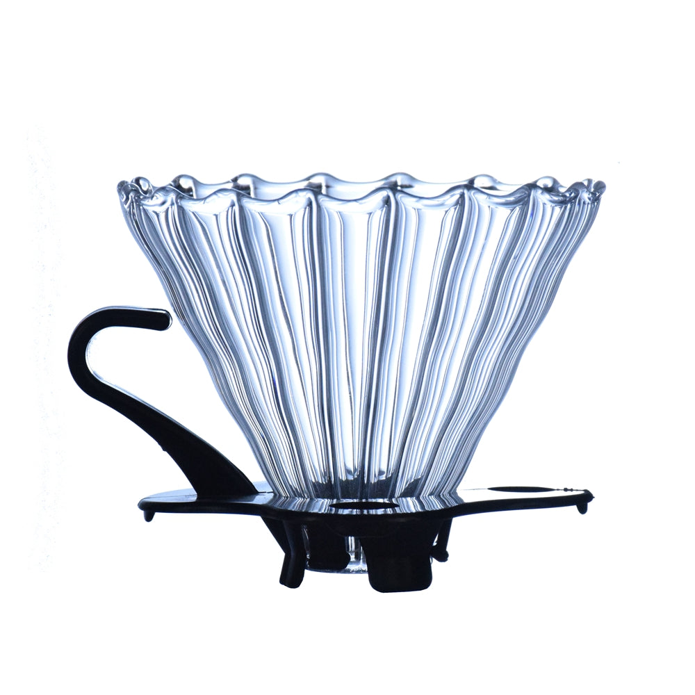 Coffee 4 Cups Dripping Funnel Glass with Black Plastic Handle - Brewing Edge