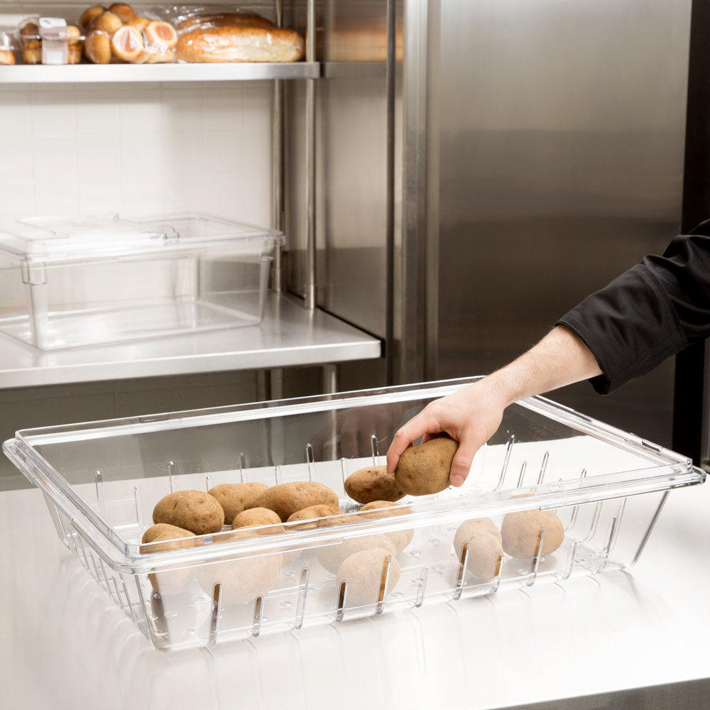 Cambro Camwear 26" x 18" x 5" Clear Plastic Food Drain Box / Colander