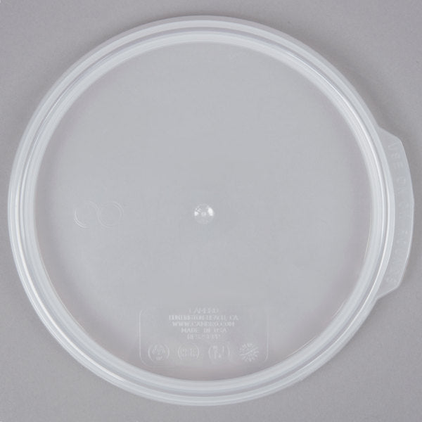 Cambro 6 and 8 Qt. Translucent Round Polypropylene Food Storage Container Seal Cover