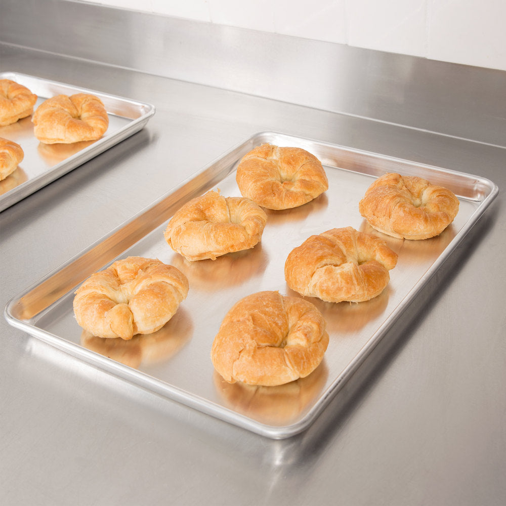 Vollrath  Wear-Ever Half Size 18 Gauge 13" x 18" Wire in Rim Aluminum Bun / Sheet Pan
