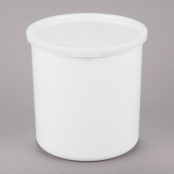 Cambro 2.7 Qt. White Round Polypropylene Crock with Lid