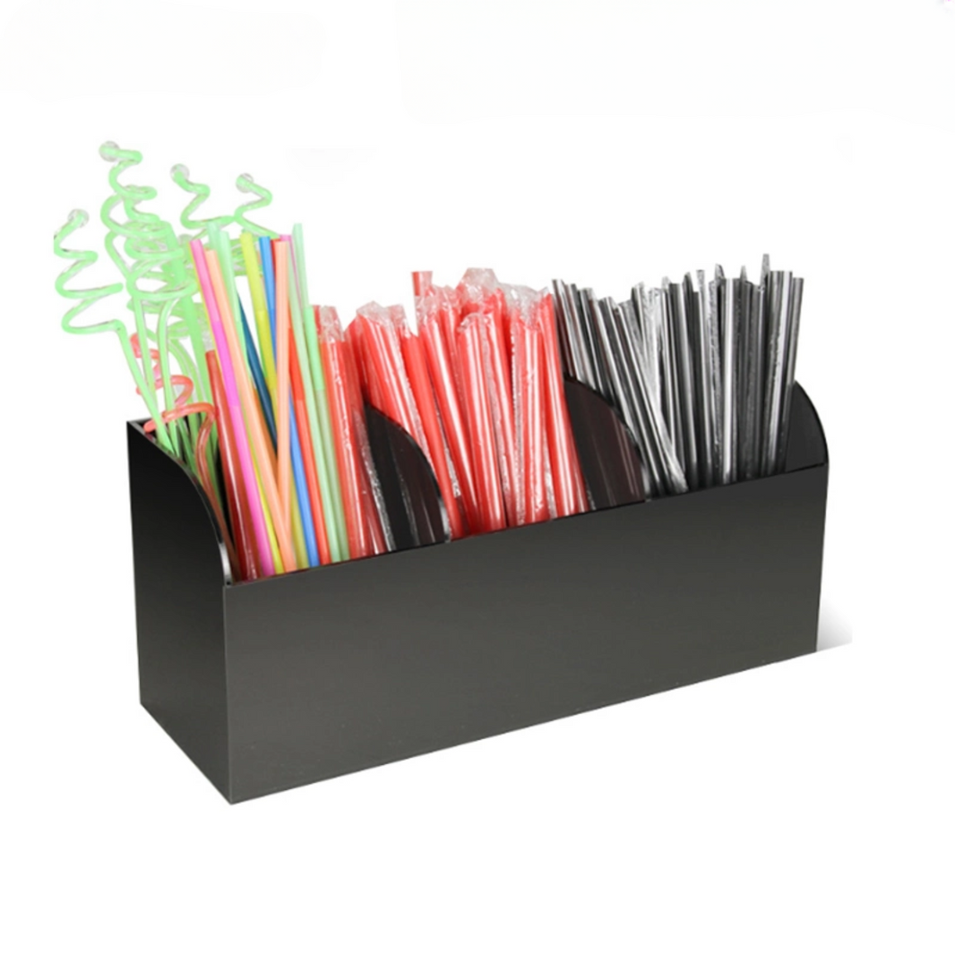 KNICER COUNTERTOP STRAW HOLDER/ORGANIZER 3 COMPARTMENT