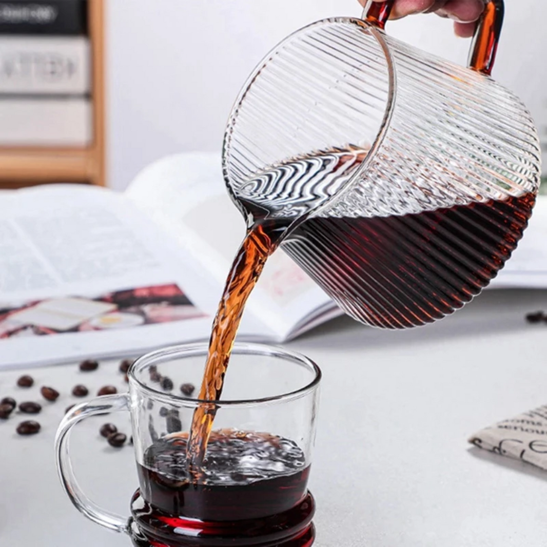 The Pour Over Coffee Server with Vertical Stripes Glass - Brewing Edge