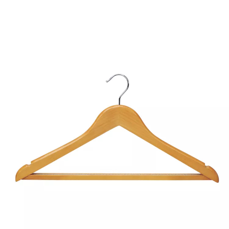 Hotel Silver Hook Wood Anti-slip Male Hanger