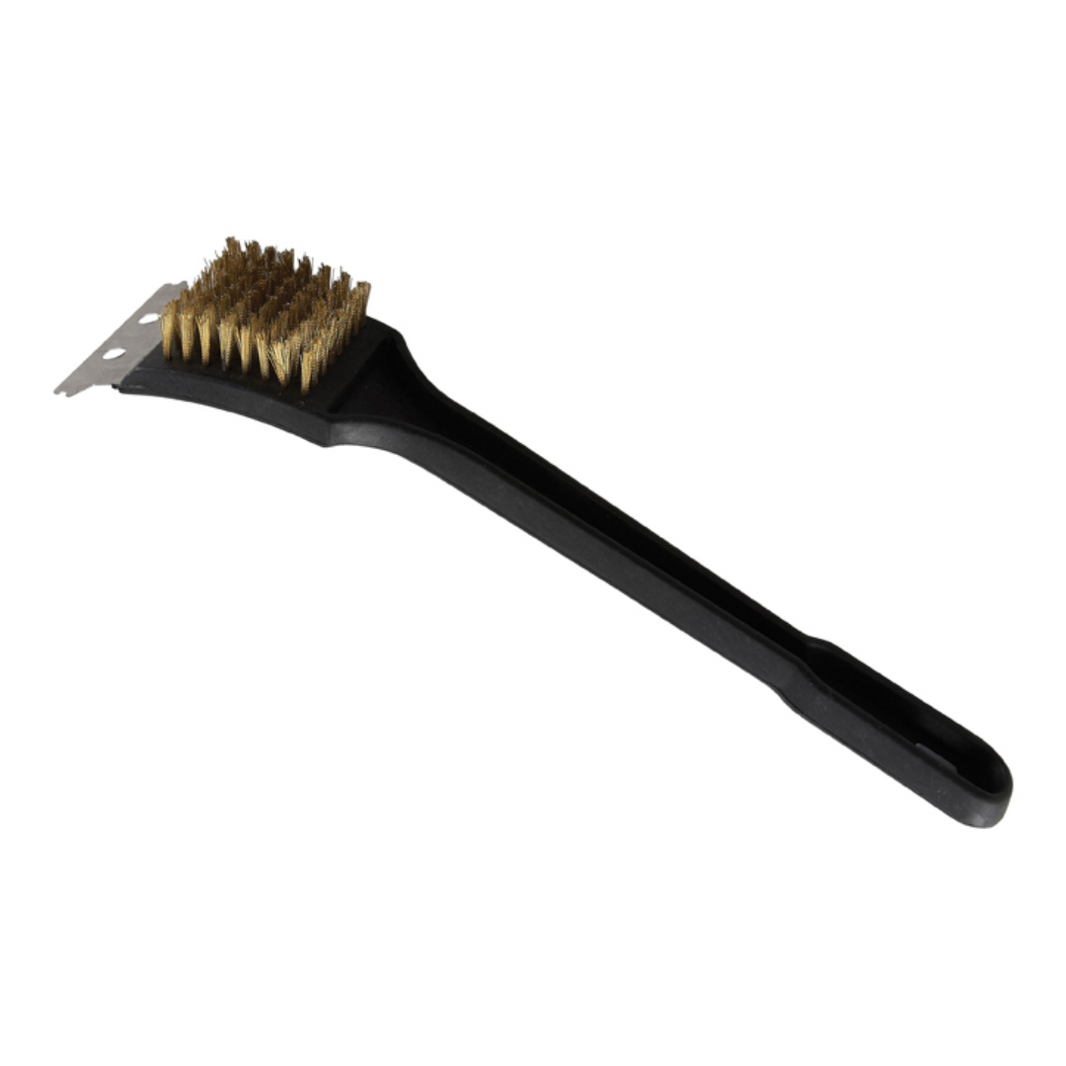 12″ Oven & Grill/BBQ Brush with Scraper and Brass Bristles - Winco