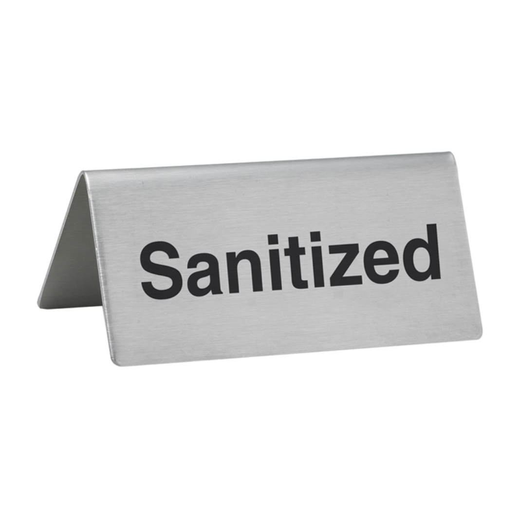 Stainless Steel Sanitized Tent Sign - Winco