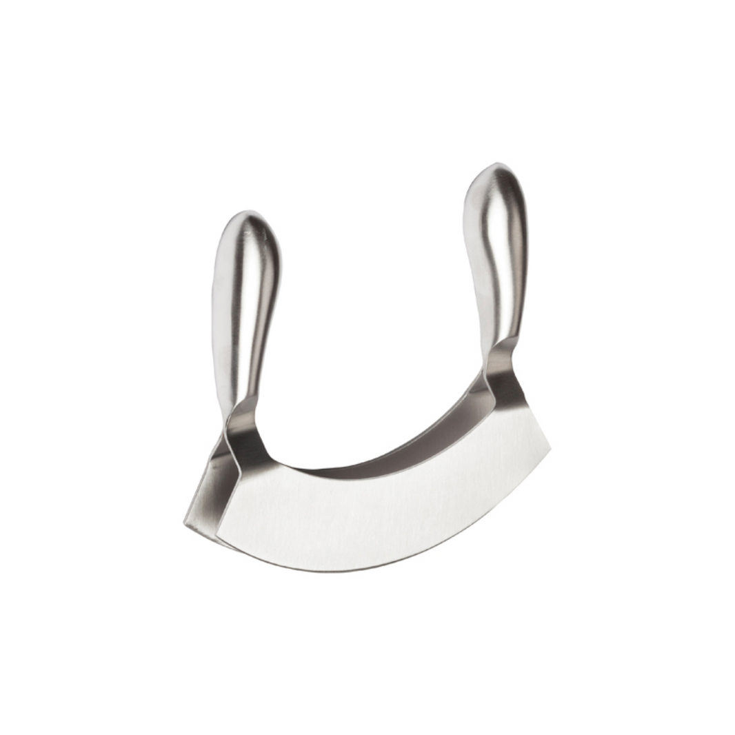 Stainless Steel Double Blade Mezzaluna Knife - Winco