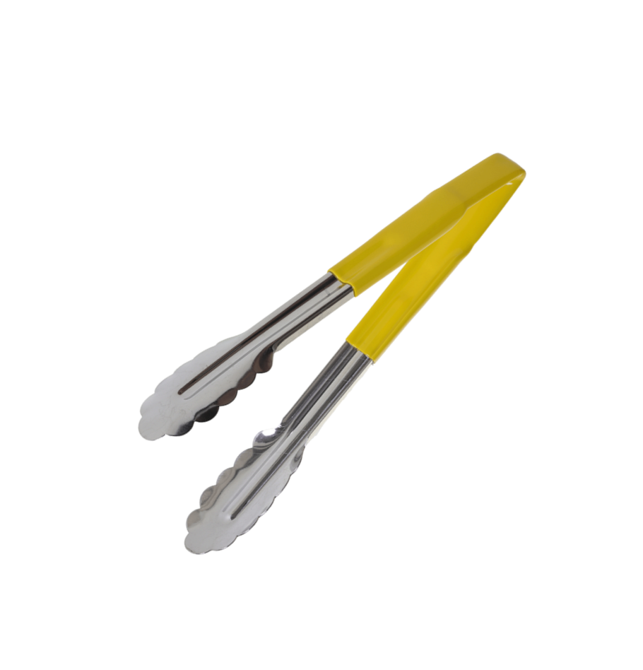 9.5" Yellow Handle, Stainless Steel Tongs / Tablecraft