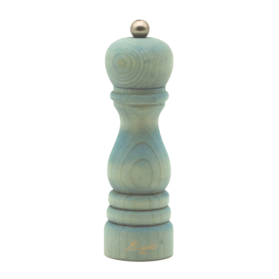 Bisetti Vintage 7" Light Blue Fir-Wood Salt And Pepper Mill "Shabby"