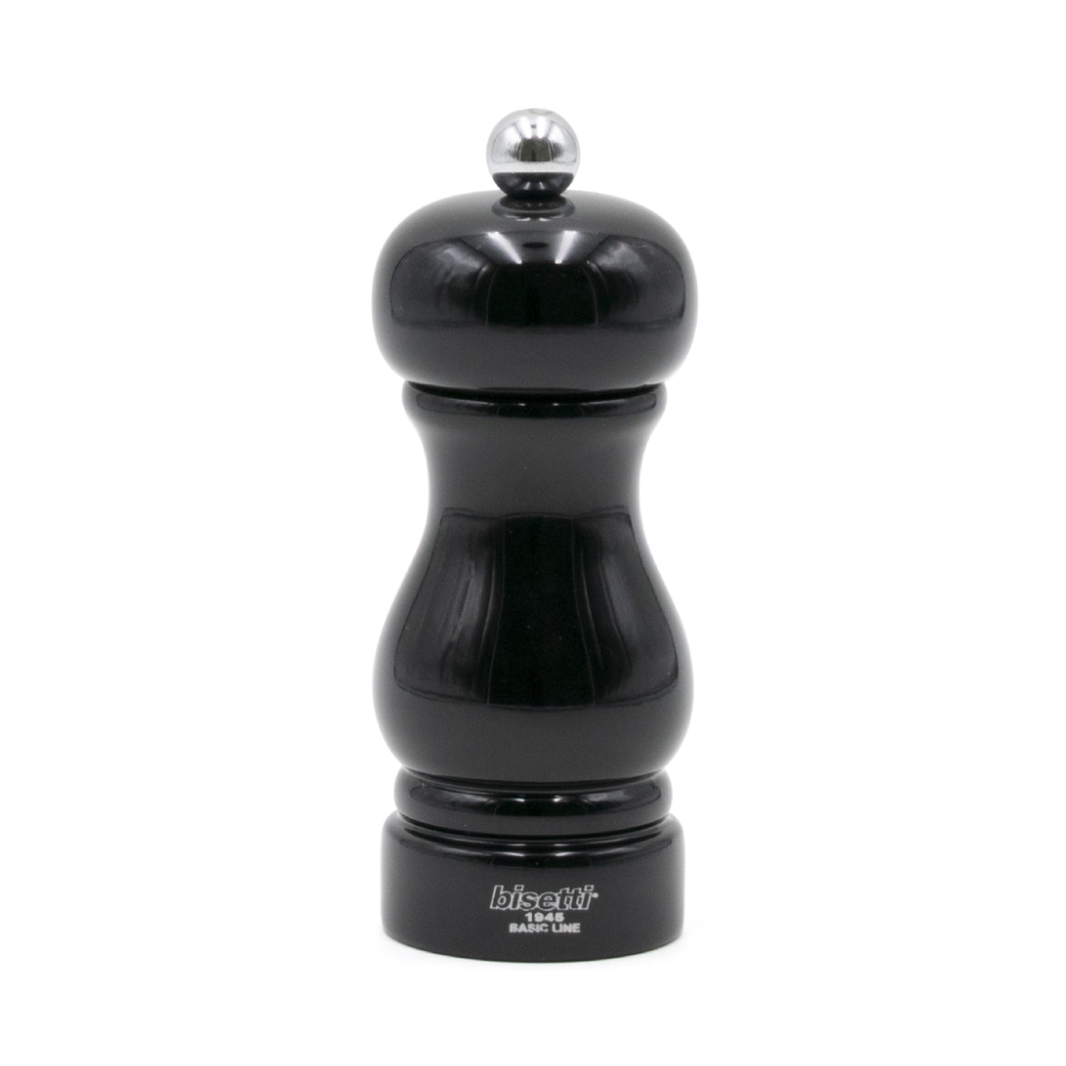 Bisetti Beech Wood Salt And Pepper Mill - Black Lacquered