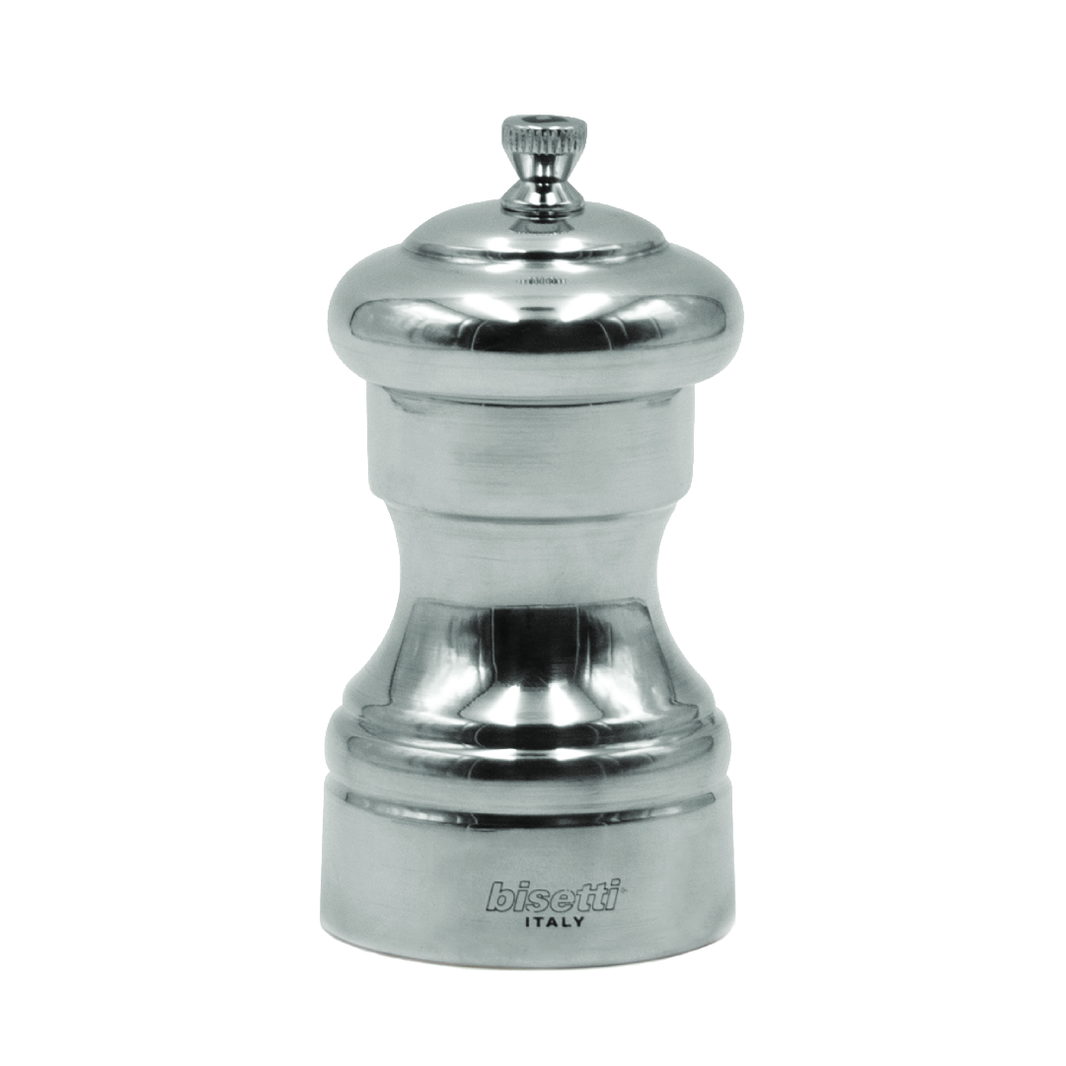 Bisetti Messina 4" Beech-Wood Salt And Pepper Mill Covered With Pewter