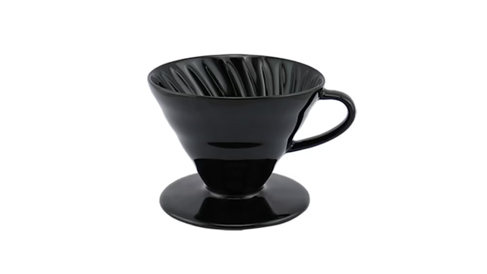 BREWING EDGE  V60 CERAMIC POUR-OVER COFFEE DRIPPER- 2 CUP- BLACK
