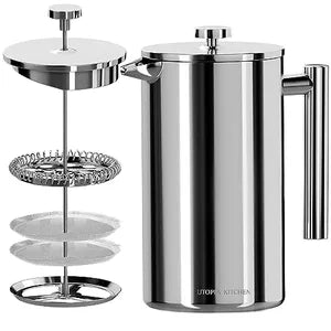 304 STAINLESS STEEL FRENCH PRESS  12 OZ 350ML -27 OZ 800ML -32 OZ 1000ML -SILVER