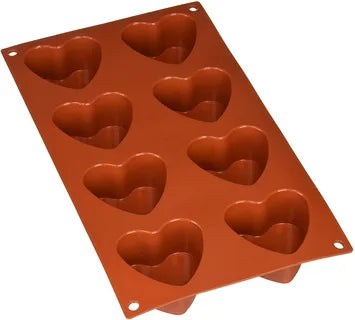 "HEART - SILICONE BAKING MOULD - 8 CUPS
